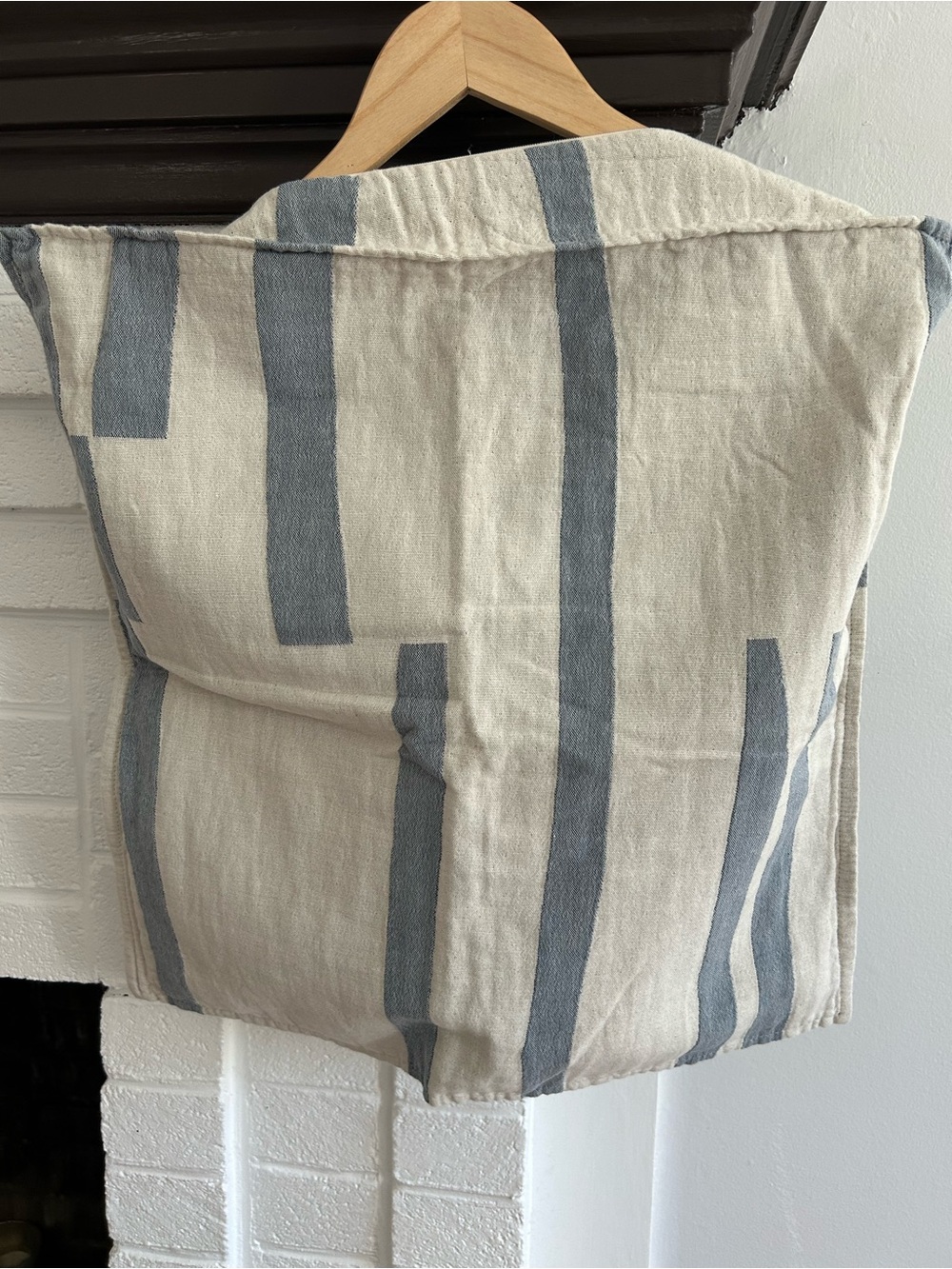 Elvang Cream and Blue Stripe Decorative Throw Pillow Cover - NEW